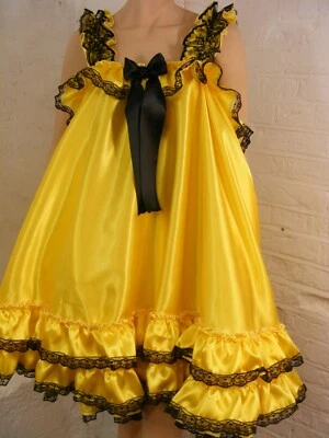 sissy ADULTO bebé vestido satinado babydoll negligee camisón disfraz criada lolita  Foto 1 de 4