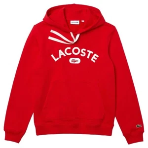 Lacoste Men's Red Long Sleeve Lightweight Pullover Hoodie printed SH6876 SZ L - Picture 1 of 5