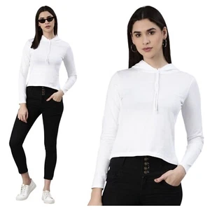 Damas Pullover Sudaderas con Capucha Liso Polar Blanco Chaqueta con Capucha Top Sudadera con Capucha Reino Unido - Imagen 1 de 26