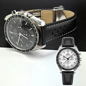 Cinturino Omega Speedmaster Moonwatch in vera pelle traforato per orologio da corsa - Foto 1 di 19