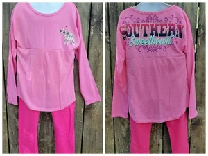 TOP DE CHICAS ROSA NUEVO SIN ETIQUETAS MEDIANO Y LEGGINGS LG 10-12 SOUTHERN SWEEHEART L@@K! - Imagen 1 de 8