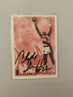 Clyde Drexler signed Fleer Card #10 JSA Cert Free Shipping - Image 1 of 2