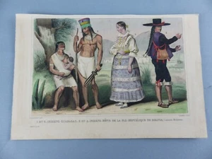 GRAVURE ancienne vers 1850 costumes AMERIQUE indien GUARAGAS LA PAZ BOLIVIE ,186 - Picture 1 of 1