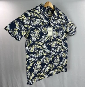 CHAPS Button-Up Shirt Men Large Blue Floral Short Sleeve Viscose Casual Soft NWT - Picture 1 of 12
