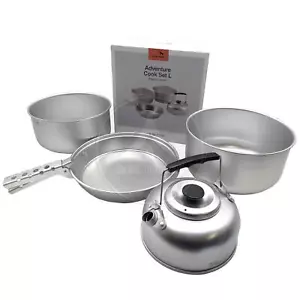 JUEGO DE COCINA DE CAMPAMENTO FÁCIL L CAMPING AVENTURA 4 PERSONAS 2 OLLAS MANGO SARTÉN HERVIDOR - Imagen 1 de 6
