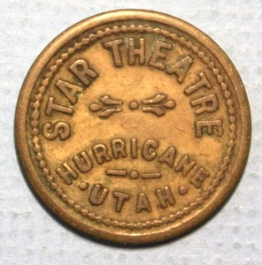 Hurricane Utah Star Theater gut für 10c Handel Messing 25mm runde Medaille - Bild 1 von 2