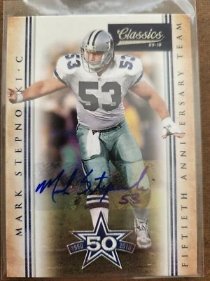 2010 Classics Cowboys 50th Anniversary Mark Stepnoski Auto 43/100 SET BREAK - Image 1 of 2