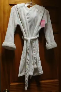 Children's White with Rainbows Bathrobe/Hood Sleepwear Plush NWT Size L(14) - Picture 1 of 3