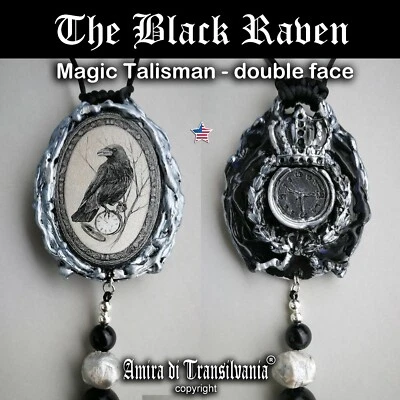 Raven Crow Gothic Jewelry Magic Wicca Talisman Necklace Amulet Pendant Charm Bib - Image 1 of 4