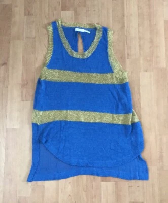 NUEVO Suéter Azul y Dorado Sin Mangas Blu Pepper Foto 1 de 4