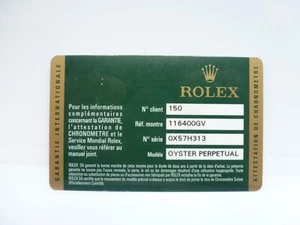 ROLEX 116400 Milgauss Serial Oyster Perpetual Guarantee Warranty 2011 - Picture 1 of 2