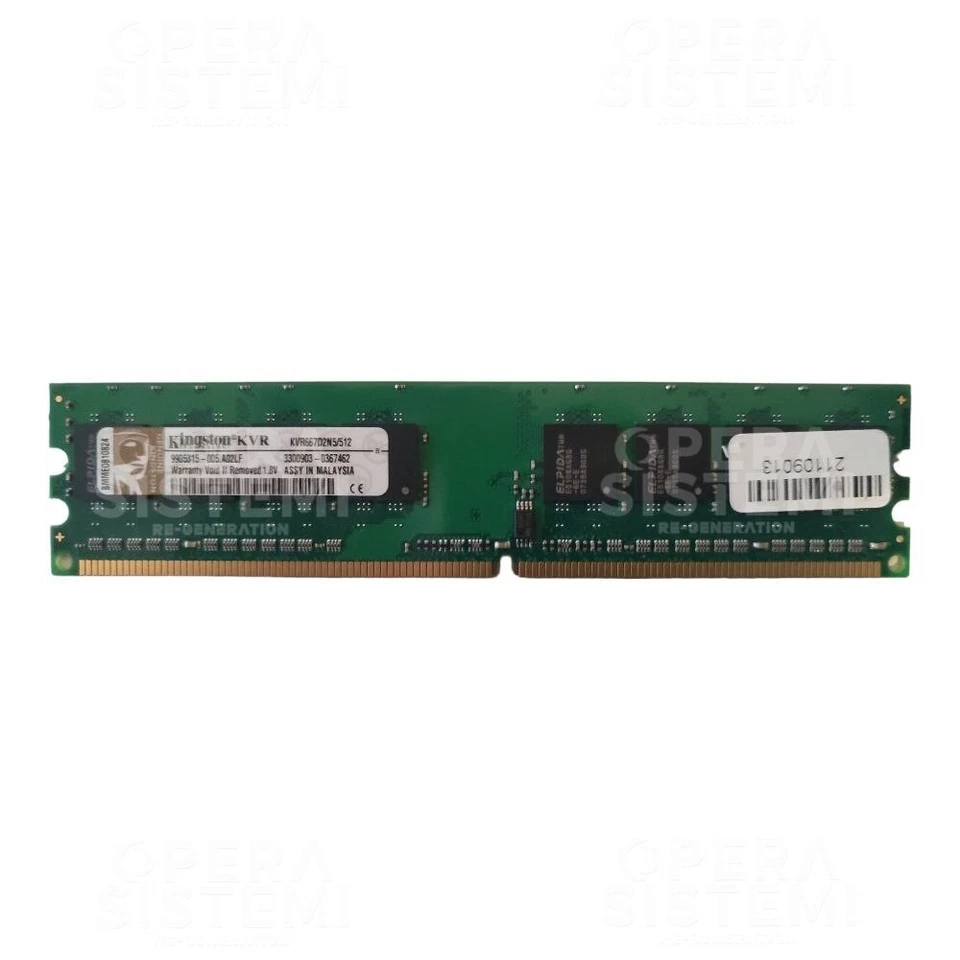 Memoria DDR2 KVR667D2N5/512 Kingston 512MB PC2-5300 DDR2-667MHz CL5 240-Pin - Immagine 1 di 1