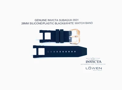 Autêntica pulseira de relógio Invicta Subaqua 0931 preto e branco silicone/plástico 28 mm - Imagem 1 de 3