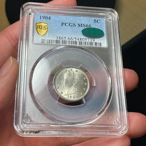 1904 PCGS MS66 CAC Liberty V Nickel Gem BU High Grade Beauty! PQ+ - Picture 1 of 13