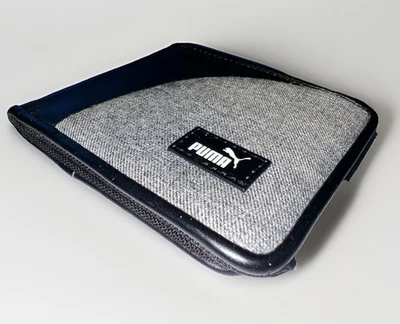 Puma Bifold Wallet Canvas Leather Black & Gray Billfold 8 Interior Pockets - Image 1 of 4