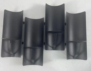 Black Metal Wall Hung Pillar Candle Holder For Four Candelabra Candles Modern - Picture 1 of 2