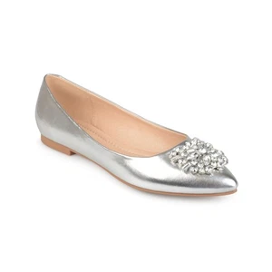 Journee Collection Women's Renzo Slip On Ballet Dress Flats, Silver Size 8.5W - Picture 1 of 4