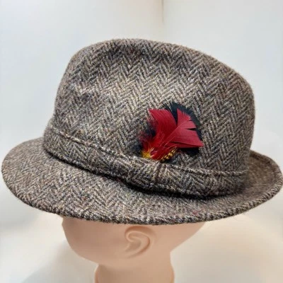 VTG Harris Tweed Wool Fedora Hat Hand Woven Scottish 100% Wool Cap M  7- 7 1/8 - Image 1 of 4