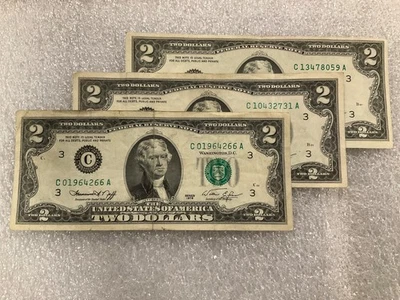 MIXED DATES 1976, 2003, 2013, 2017 CIRCULATED RARE/1 lower ser.#  (17) $2 BILLS - Image 1 of 4