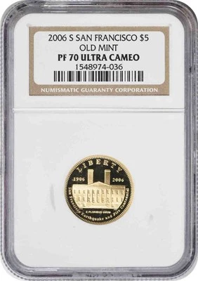 2006-S San Francisco Old Mint Commemorative $5 Gold PR70UCAM NGC - Image 1 of 2