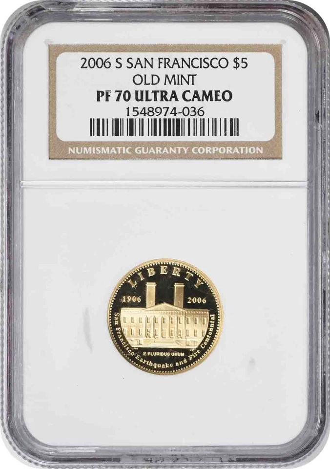 2006-S San Francisco Old Mint Commemorative $5 Gold PR70UCAM NGC - Image 1 of 2