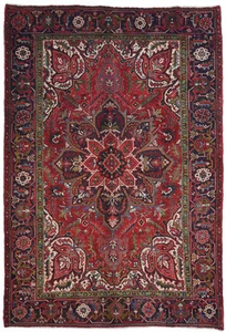 Tribal Handmade Oriental Rug 6'7X9 ft Red Vintage Geometric Living Room Carpet - Picture 1 of 10