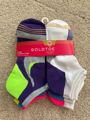 Gold Toe Kids 6 PAIR Socks, Sz Large Shoe Size 2-10.5 - Image 1 of 3