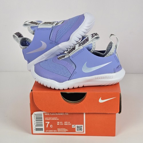 Scarpe da corsa Nike bambino prescolare Flex Runner TAGLIA 7C cardo chiaro bianco lilla