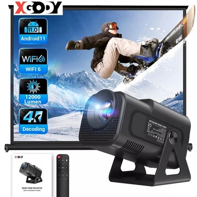 Mini Projector 12000Lumens 4K 1080P FHD 5G WiFi BT LED Movie Video Home Theater - Image 1 of 4
