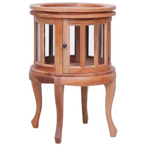 End Table Glass Display Cabinet Side Table Natural Solid Wood Mahogany vidaXL - Picture 1 of 9