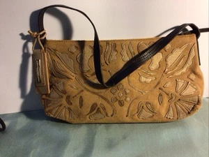 Antonio Melani Suede Stitch Leather Handbag Vintage Brown Hobo Tote Boho Chic - Picture 1 of 20