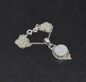 925 Solid Sterling Silver Mother Of Pearl Chain Pendant - 19 Inch - Picture 1 of 4