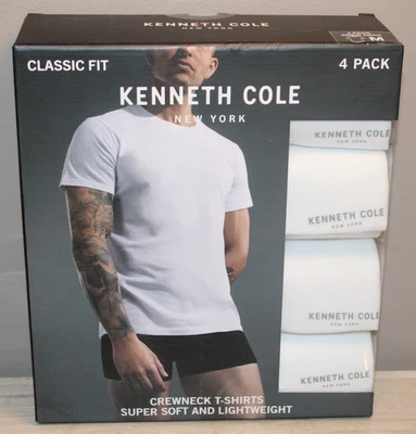 PACK DE 4 CAMISETAS BLANCAS CUELLO REDONDO KENNETH COLE NY CLASSIC FIT NUEVAS TALLA M 38-40" Foto 1 de 3