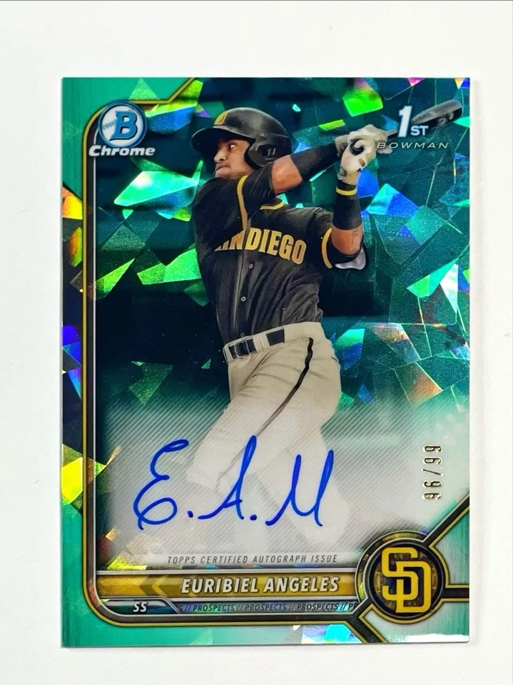 Euribiel Angeles RC Auto 2022 Bowman 1st Chrome /99 Sapphire Aqua Refractor - Image 1 of 4