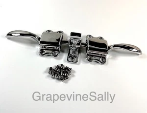 Original NEW CHROMED 3 Piece Handle Set For 1930's DOUBLE DOOR GE Monitor Top - Picture 1 of 11
