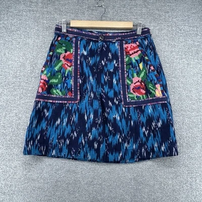 Saia bordada Anthropologie Pilcro feminina tamanho 6 forrada multicolorida casual - Imagem 1 de 4