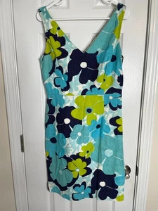 Vestido Lilly Pulitzer Kiki Shorely Shift Talla 8 Azul Pop Goes The Floral Jacquard - Imagen 1 de 7