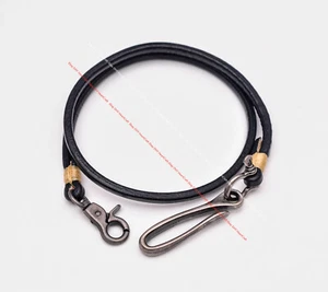 14"~30" Handmade U Hook Punk Trucker 5mm Veg Leather Jeans Pants Wallet Chain - Picture 1 of 9