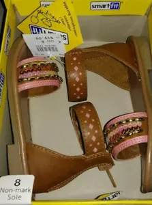 Smart Fit LIL MARLEY Girl Toddler Beige Tan brown pink bling Sandals US 8 EUR 25 - Picture 1 of 2