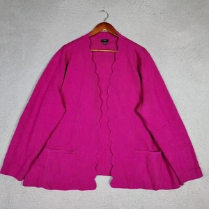 Talbots Cardigan Women's 3X Plus Purple Merino Wool Blend Open Front Scalloped - Picture 1 of 14