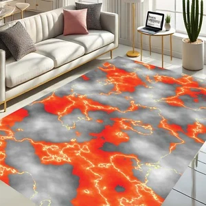 Lava Print Rug, Fire Pattern Rug, Abstract Red Rug, Bold Lava Decor, Modern Rug - Picture 1 of 11