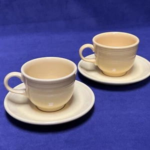 Light Yellow FIESTAWARE Homer Laughlin 2 Cups And 2 Saucers Set Of 4 Pieces Used - Picture 1 of 6