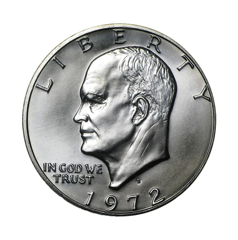 1972 S Eisenhower Ike Silver Dollar Brilliant Uncircualted BU Cover