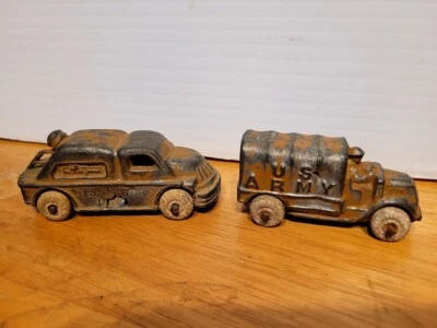 VINTAGE 1940 BARCLAY BV78 & BV76 LEAD DIME STORE U.S. ARMY TRUCKS - Image 1 of 4