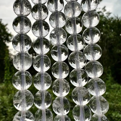 Echte Klarer Quarz 4 6 8 10mm Perlen 38cm Strang Berg Kristall Lose Perlen - Bild 1 von 4