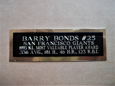 Barry Bonds Giants 1993 NL MVP Award Baseball Card Plaque Nameplate 1" X 3" Cover