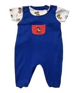 Vtg Disney Winnie the Pooh 2 Pc Baby Romper Size 3-6 Months Embroidered Fireman - Picture 1 of 11