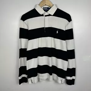 Polo Ralph Lauren Rugby Shirt, gestreift Colourblock, weiß schwarz, Herren Medium - Bild 1 von 7