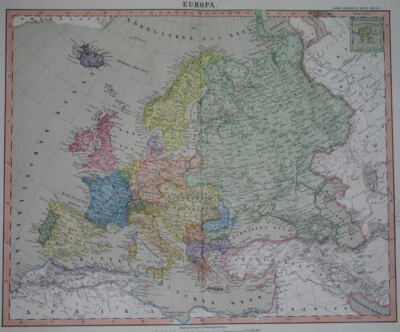 1867 ORIGINAL MAP EUROPE POLAND HUNGARY LITHUANIA ROMANIA SWEDEN IRELAND SPAIN - Image 1 of 4