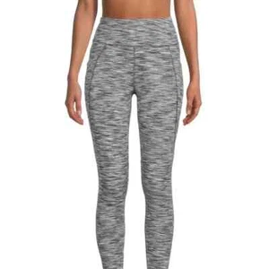 Womens XL 16-18 Blue Gray Striped Performance Leggings Athletic Works Pocket New - Picture 1 of 3